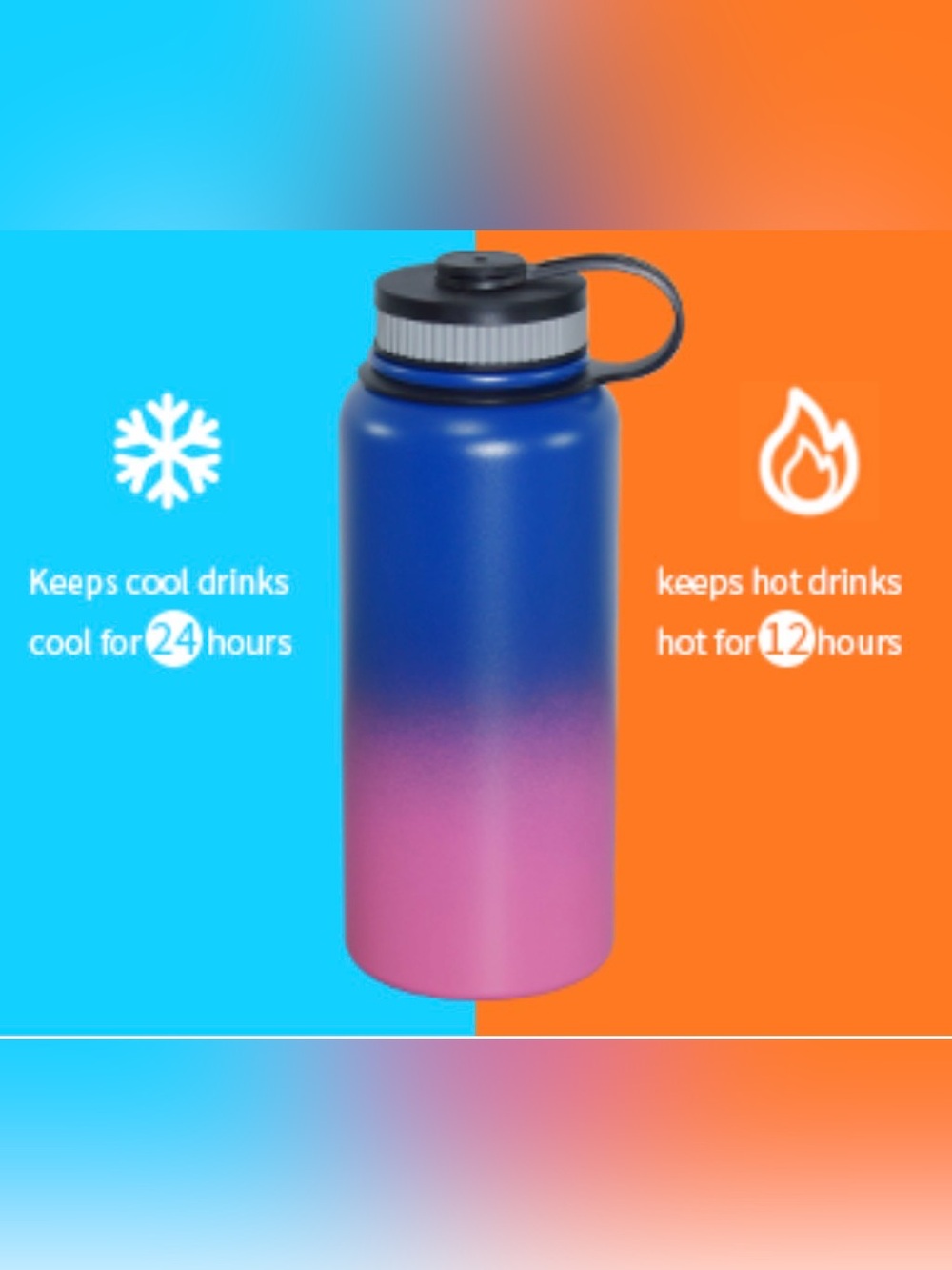 Blue to Pink Ombre Insulated Water Bottle